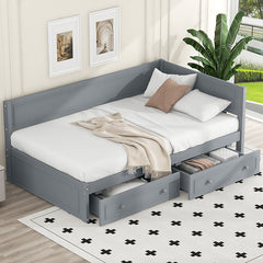 Bellemave® Twin Size Wood Daybed with 2 Drawers and Guardrail