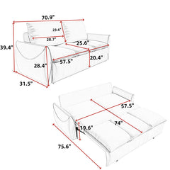 Bellemave® 70.9" Multi-Functional Velvet Loveseat Bed with 2-in-1 Pillow and Blanket Set