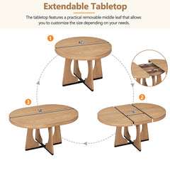 Bellemave® 5-Piece Retro Rustic Functional Dining Set, 1 Extendable Table with a 16" Leaf and 4 Upholstered Chairs