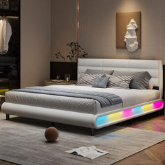 Bellemave® King Size Upholstered Platform Bed with LED Light Strips