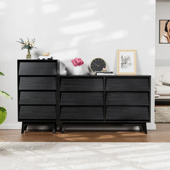 Bellemave® 6 Drawer Double Dresser Features Vintage-style and Bevel Design