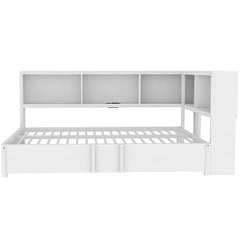 Bellemave® Full Size Metal Daybed with Trundle, Storage Cabinets and USB Ports