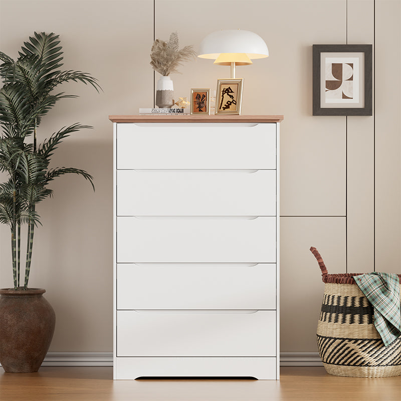 Bellemave® Modern 5 Drawers Dresser with Drawers Hidden handle Design