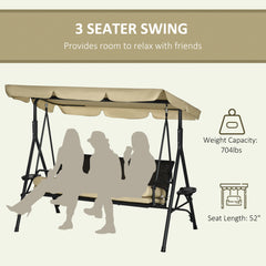 Bellemave® 3-Seat Patio Swing Chair with Removable Cushion, Pillows, Adjustable Shade, and Rattan Seat Bellemave®