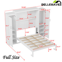 Bellemave® Murphy Bed with Two Wardrobe and Storage Shelf