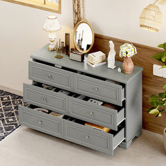 Bellemave® 6 Drawers Elegant Design Wooden Dresser with Metal Handles