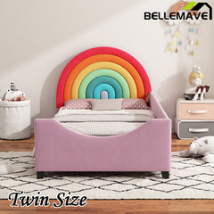 Bellemave® Twin Size Rainbow Upholstered Daybed,Cute Style Princess Bed