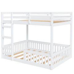 Bellemave® Full Size Wood Bunk Bed with Ladder and Guardrails