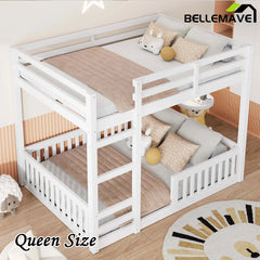 Bellemave® Full Size Wood Bunk Bed with Ladder and Guardrails