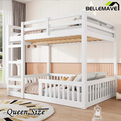 Bellemave® Full Size Wood Bunk Bed with Ladder and Guardrails