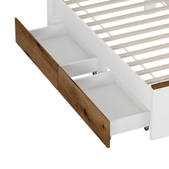 Bellemave® Twin Size House-Shaped Wooden Bed with Storage Shelf on the Headboard, Built-in Two Storage Drawers