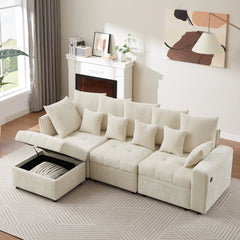 Bellemave® 96.45" Modular Sofa Couch with Three USB Ports, a Removable Storage Ottoman and Five Back Pillows Bellemave®