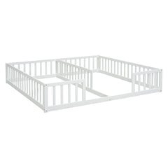 Bellemave® Twin Size Double Floor Bed with Fence, Guardrails, Without Door Bellemave®