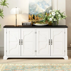 Bellemave® Country Style Wooden Sideboard with Pine Doors and Legs