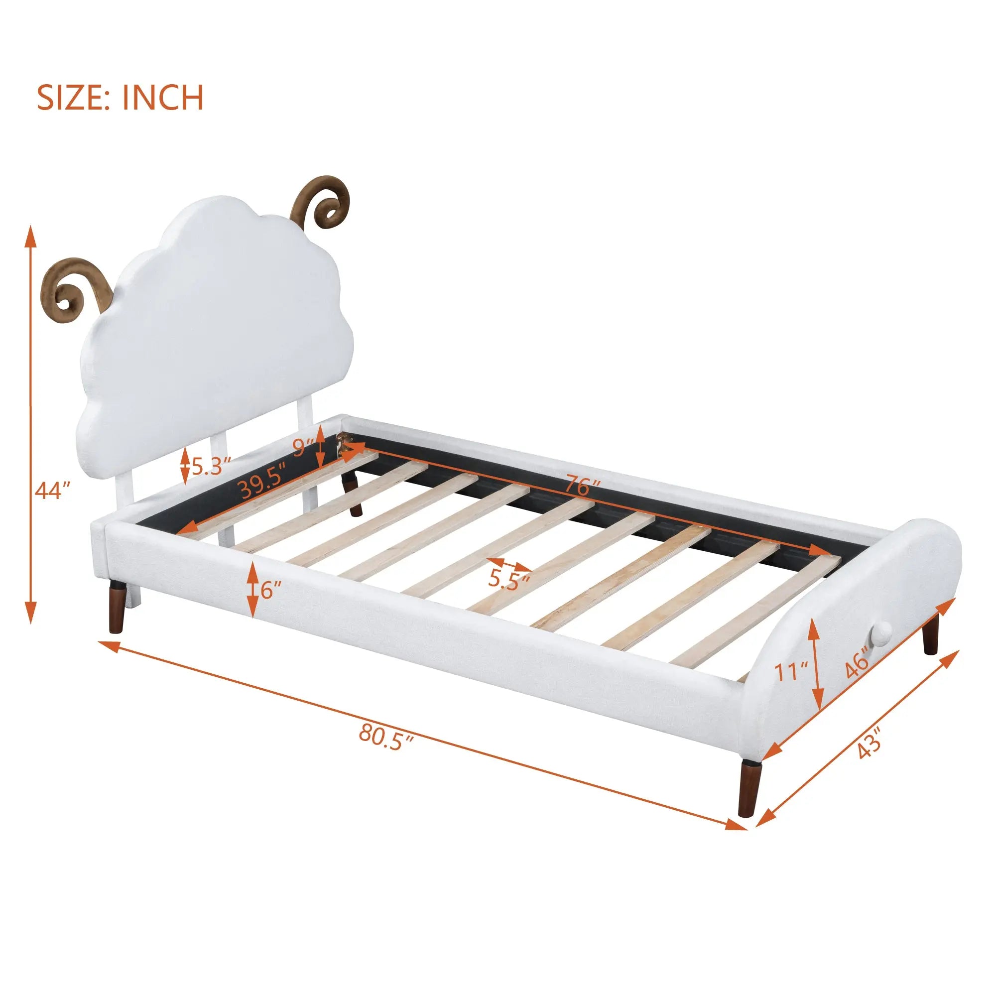 Bellemave® Upholstered Platform Bed with Sheep-Shaped Headboard Bellemave®