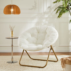 Bellemave® Faux Fur Cozy Saucer Chair with Metal Frame and Anti-Slip Leg