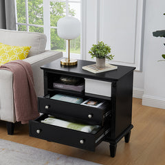 Bellemave® Open Space and 2 Drawers Dresser Nightstand with Charging Station