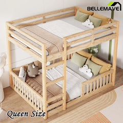 Bellemave® Full Size Wood Bunk Bed with Ladder and Guardrails