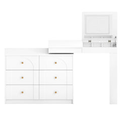 Bellemave® Vanity Desk with Mirror and Lights, Flip-Top Tabletop, 7 Storage Drawers, 9 Compartments