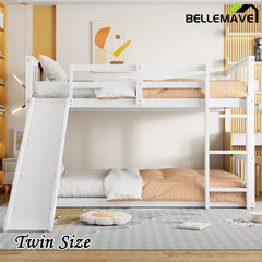 Bellemave® Twin Size Bunk Bed with Slide and Ladder
