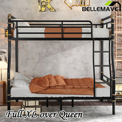 Bellemave® Full XL over Queen Metal Bunk Bed, Industrial Detachable Bunk Beds with Safety Guard Rails