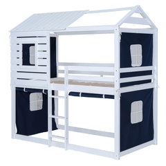 Bellemave® Wood House Bunk Bed with Tent Bellemave®