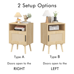 Bellemave® Rattan Nightstand with Door Open Shelf