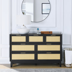 Bellemave® Modern Rattan Dresser with 7 Drawers