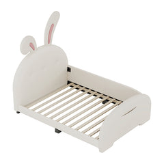 Bellemave® Twin Size Upholstered Rabbit-Shape Daybed with Headboard and Footboard