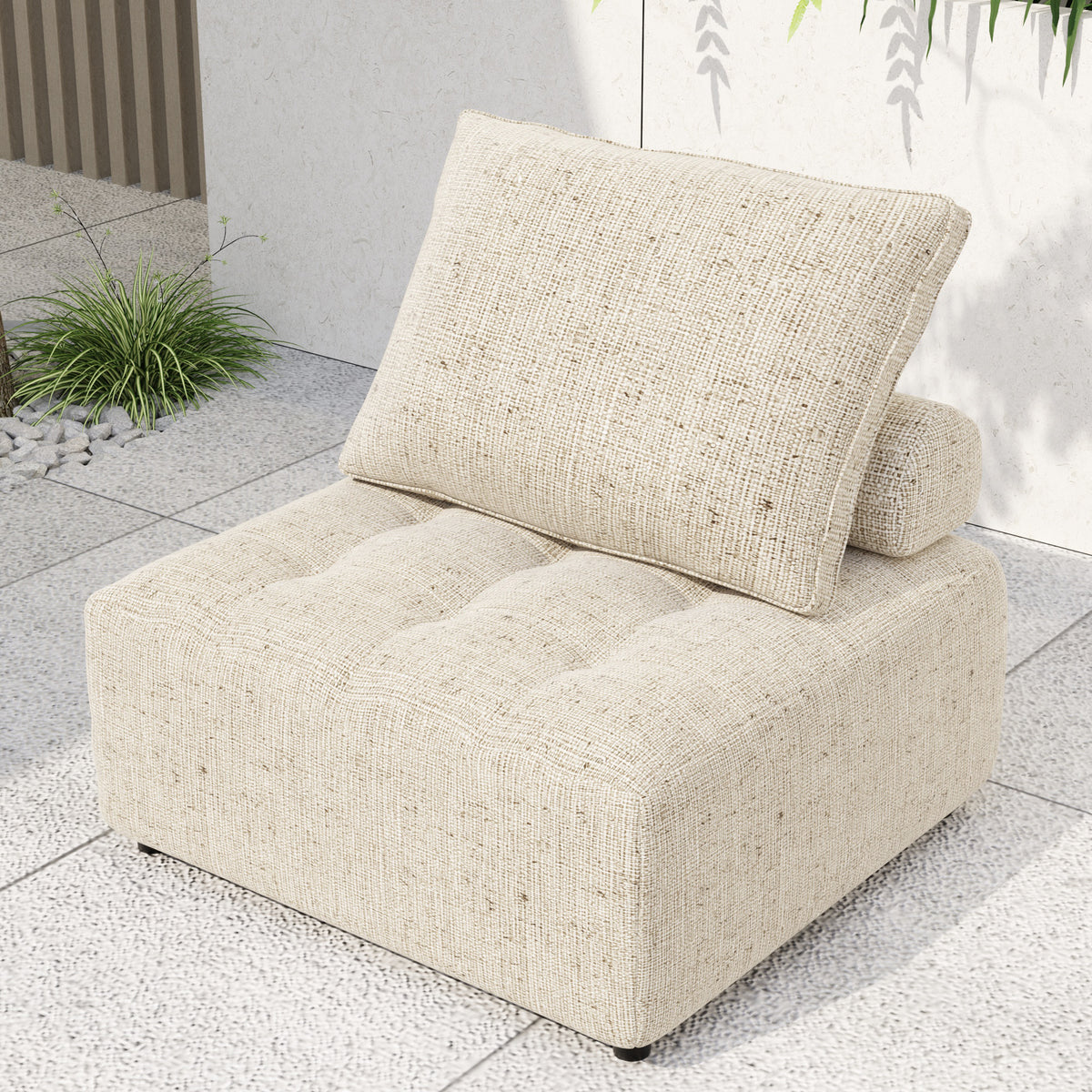 Bellemave® Outdoor Modular Sofa, with Aluminum Structure, Support Cushion and Back Cushion Cover-Removable, Fade-resistant, Waterproof Sofa Cover Included Bellemave®
