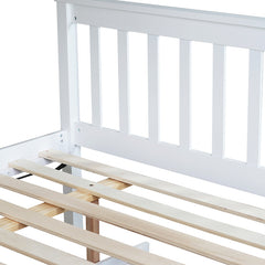 Bellemave® Twin Over Full Rubber Wood Bunk Bed with Twin Size Trundle Bed, Convertible Ladder and Guardrail(Convertible)