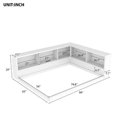 Bellemave® Full Size Metal Daybed with Storage Cabinets and USB Ports