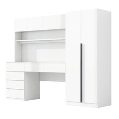 Bellemave® 2 Door Wooden Storage Desk Wardrobe for Bedroom with Shelves and 8 Drawers