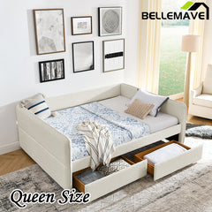 Bellemave® Queen Size Upholstered Tufted Daybed with Two Drawers