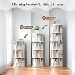 Bellemave® Rotating Bookshelf, 360¡ã Display Round Stackable Spinning Bookshelf, Revolving Round Book Shelf, Space-Saving