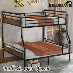 Bellemave® Full XL over Queen Metal Bunk Bed, Industrial Detachable Bunk Beds with Safety Guard Rails