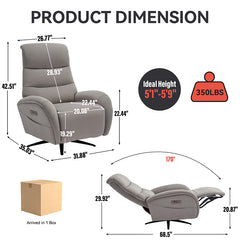 Bellemave® Dual Motor 270° Swivel Power Recliner Chair With Heavy Duty Motion Mechanism, USB and Type-C Charging Ports.