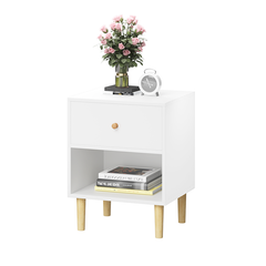 Bellemave® Wooden Nightstand with One Drawer One Shelf