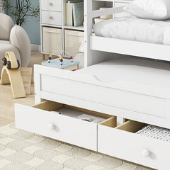 Bellemave® Twin Size Pine Wood Daybed with Trundle and Three Storage Drawers