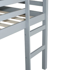 Bellemave® Twin Size Wooden Loft Bed with Ladder, Bed Platform of Strengthened Slats