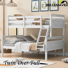 Bellemave® Twin over Full Bunk Bed with ladder, Safety Guardrail