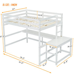 Bellemave® Full Size Loft Bed with Built-in Desk, Ladder Platform, Ladders, Guardrails Bellemave®