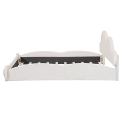 Bellemave® Queen Size Cloud-Shaped Headboard Upholstered Platform Bed with Rounded Footboard and Pocket