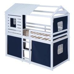 Bellemave® Wood House Bunk Bed with Tent Bellemave®