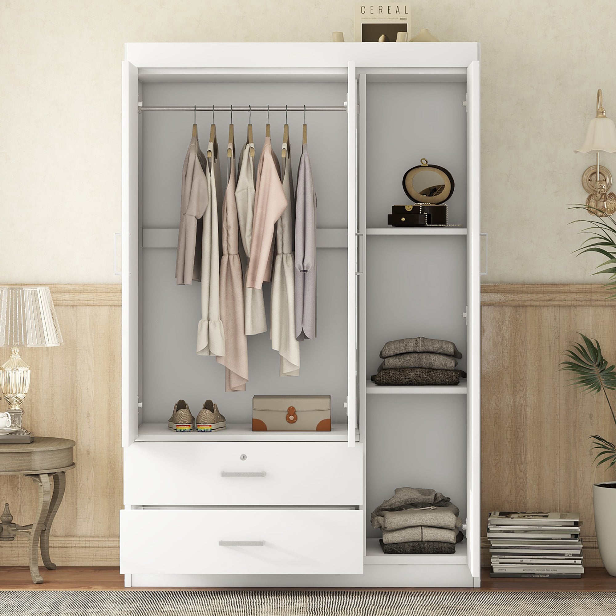 Bellemave® 3-Door Mirror Wardrobe with Shelves Bellemave®