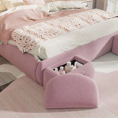 Bellemave® Full Size Upholstered Platform Bed with Cartoon Ears Shaped Headboard and Light