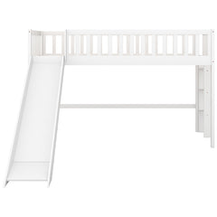 Bellemave® Low Loft Bed with Ladder and Slide