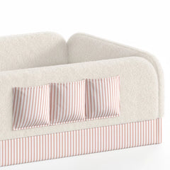 Bellemave® Kids Upholstered Floor Bed with Full Surround Safety Rails, Montessori Low Profile Bed with Teddy Fleece Frame & Side Storage Pocket