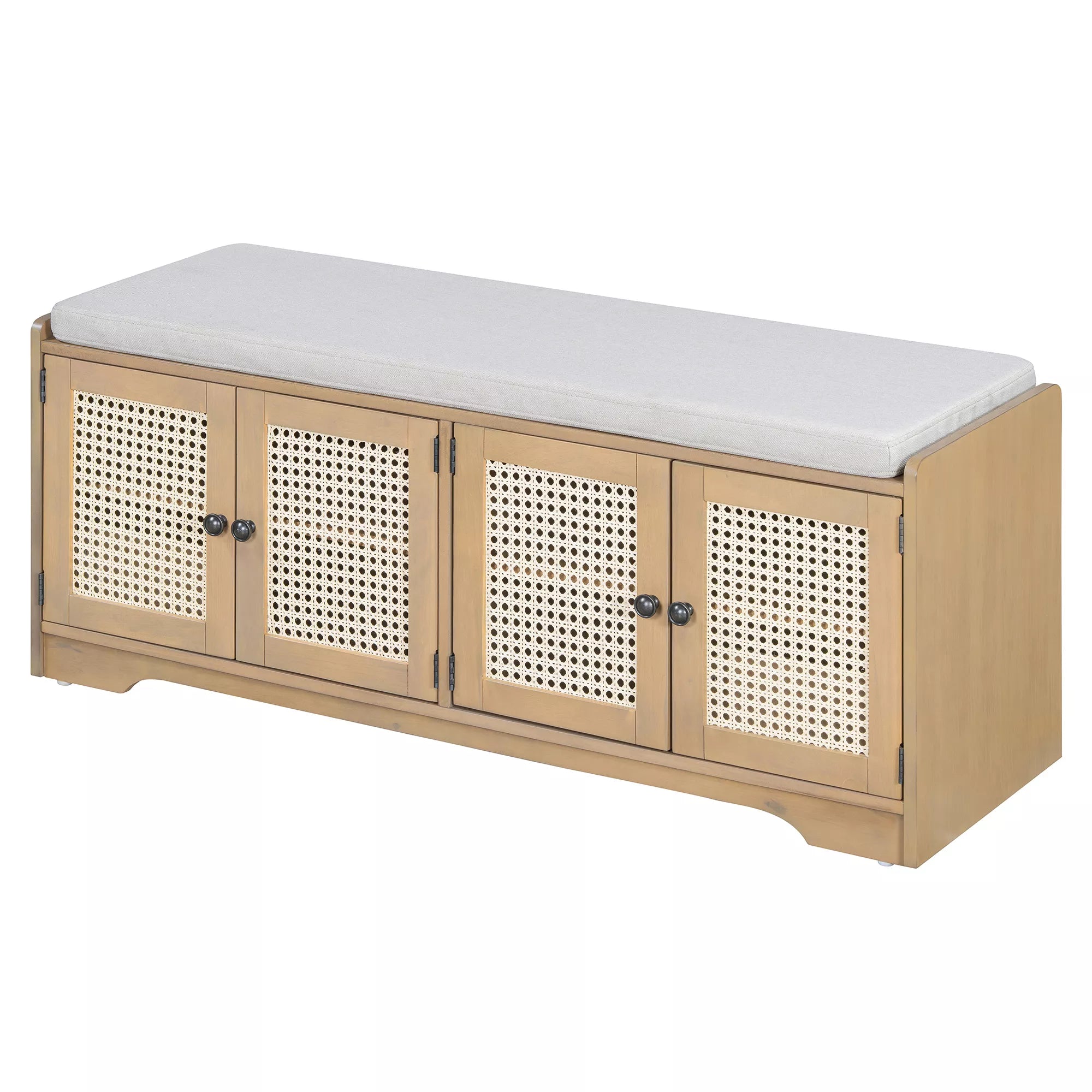 Espresso wood entryway bench with storage