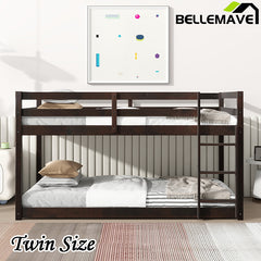 Bellemave® Twin Size Solid Rubber Wooden Loft Bed with Ladder